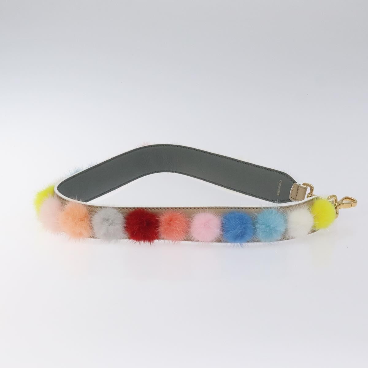 Fendi Pom Pom Strap You Shoulder Strap Leather and Fur, MULTICOLOUR, LEATHER, Straps