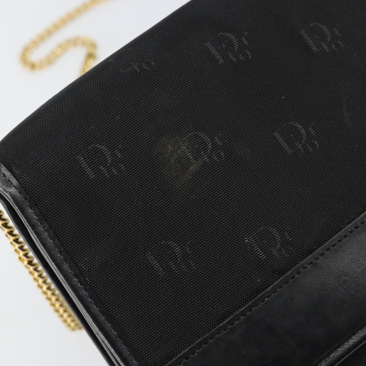 Christian Dior Vintage CD Chain Flap Shoulder Bag Diorissimo Canvas, Black, Nylon, Shoulder Bag