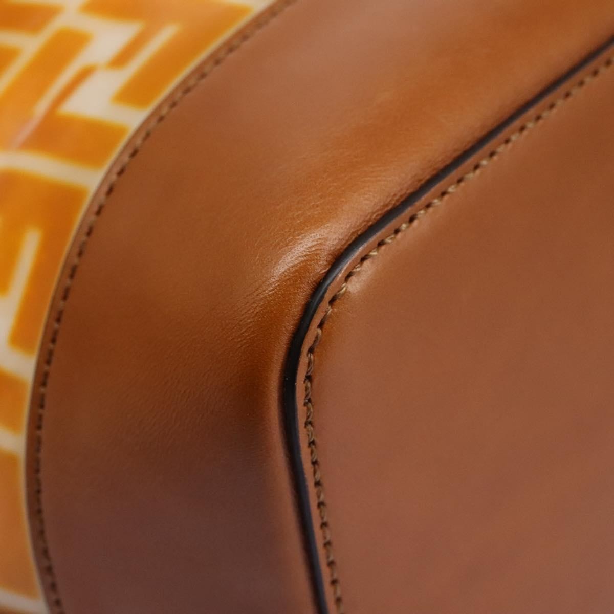 Fendi FF Logo Mon Tresor Bucket Bag Canvas, ORANGE, CANVAS, Shoulder bag