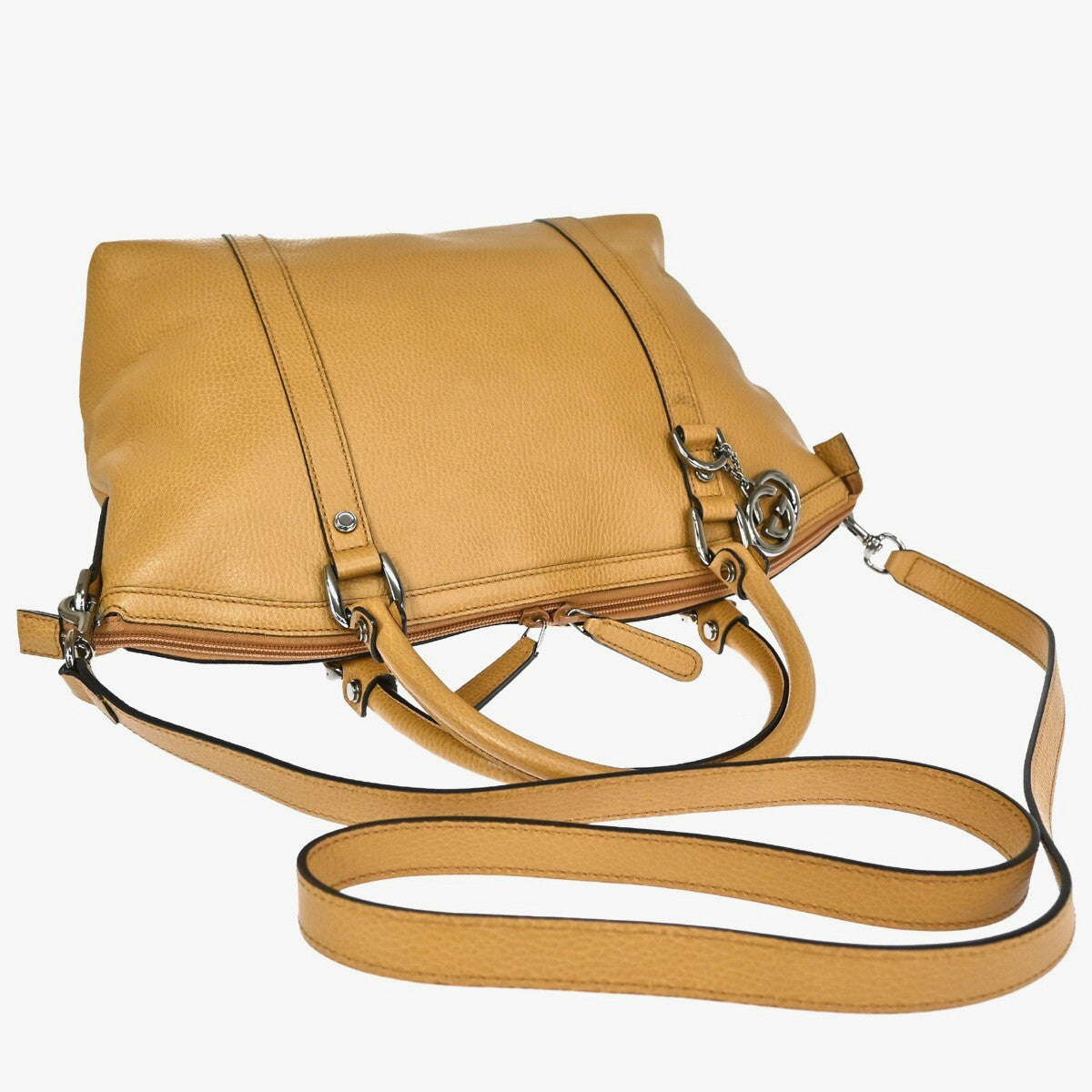 Gucci Britt Convertible Dome Satchel Leather, BEIGE, LEATHER, Handbag