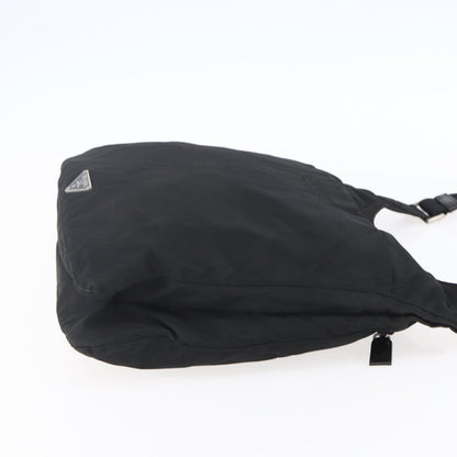 Prada Zip Messenger Quilted Tessuto, BLACK, NYLON, Shoulder bag