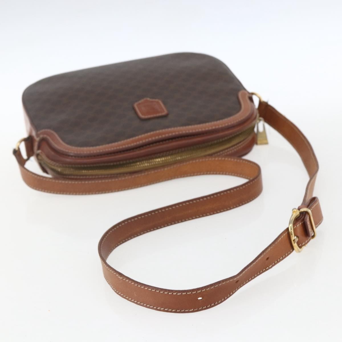 Celine Vintage Macadam Shoulder Bag Canvas and Leather, BROWN, CANVAS, Shoulder bag