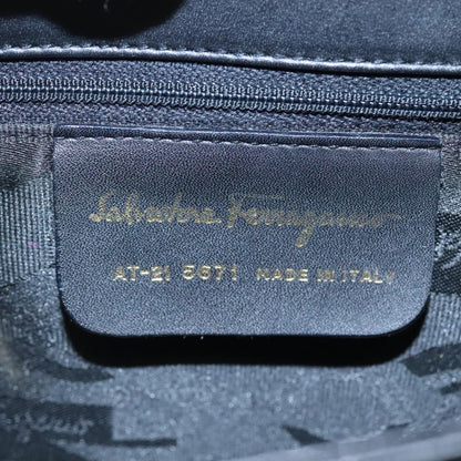 Salvatore Ferragamo Gancini handbag Leather, BLACK, LEATHER, Handbag