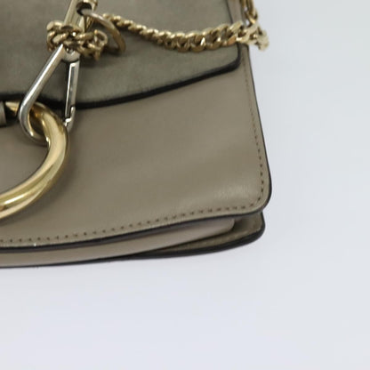 Chloe Faye Shoulder Bag Leather and Suede, Beige, Leather, Shoulder Bag