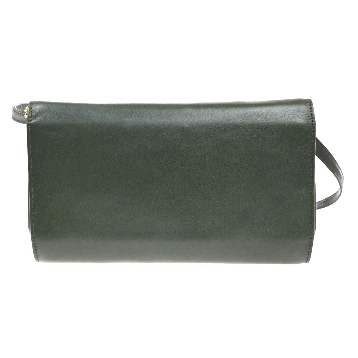 Celine Vintage Shoulder Bag Leather, GREEN, LEATHER, Shoulder bag