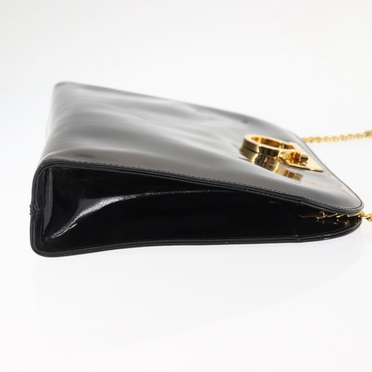 Salvatore Ferragamo Vintage Gancini Chain Shoulder Bag Patent Leather, BLACK, PATENT_LEATHER, Shoulder bag
