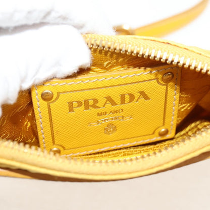 Prada Logo Chain Crossbody Bag Tessuto and Saffiano Leather, YELLOW, NYLON, Clutche & pouche