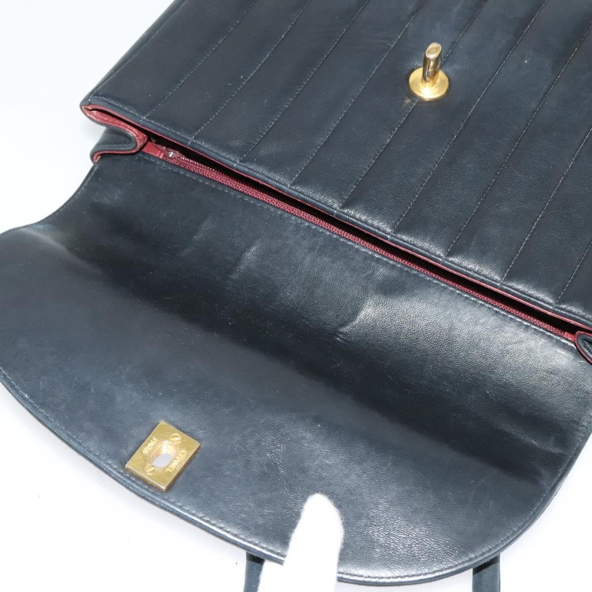 Chanel Vintage Vertical CC Flap Bag Leather, BLACK, LEATHER, Shoulder bag