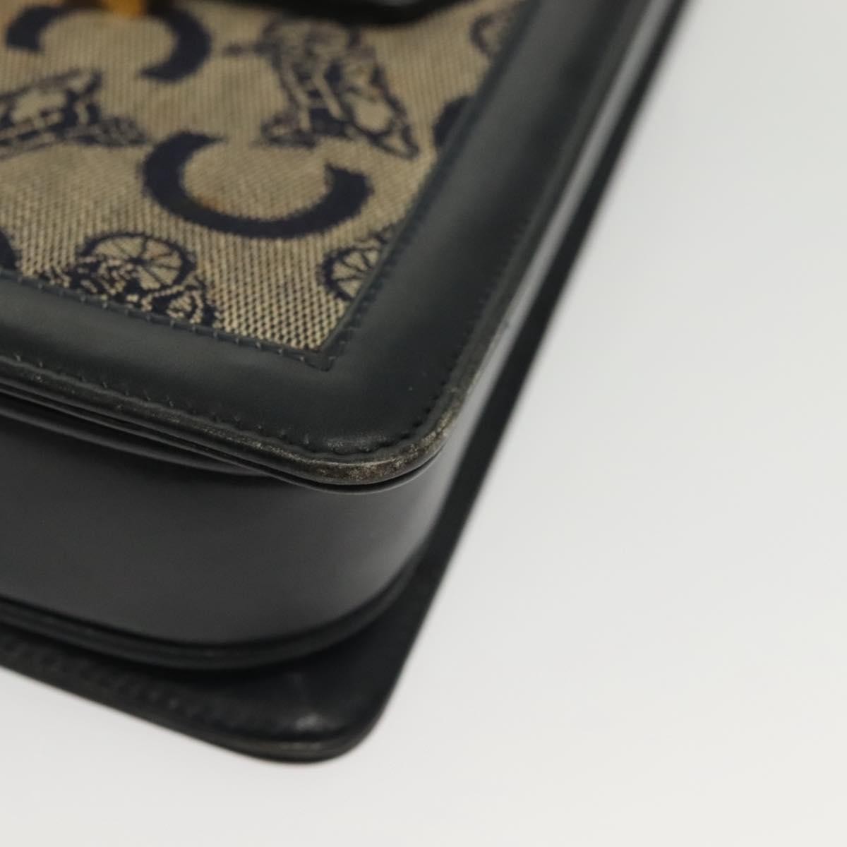 Celine Horse Carriage Shoulder bag Macadam Canvas and leather, NAVY, CANVAS, Shoulder bag