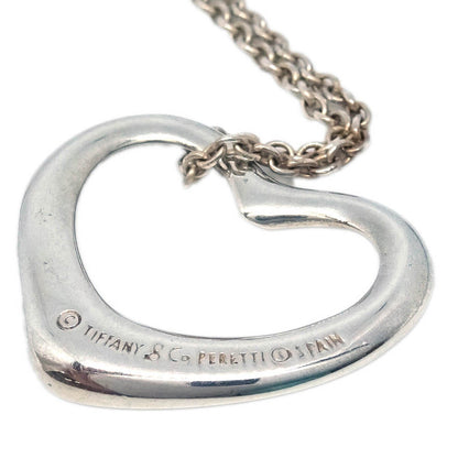 Tiffany & Co. Elsa Peretti Open Heart Pendant Necklace Sterling Silver, SILVER, SILVER, Necklace