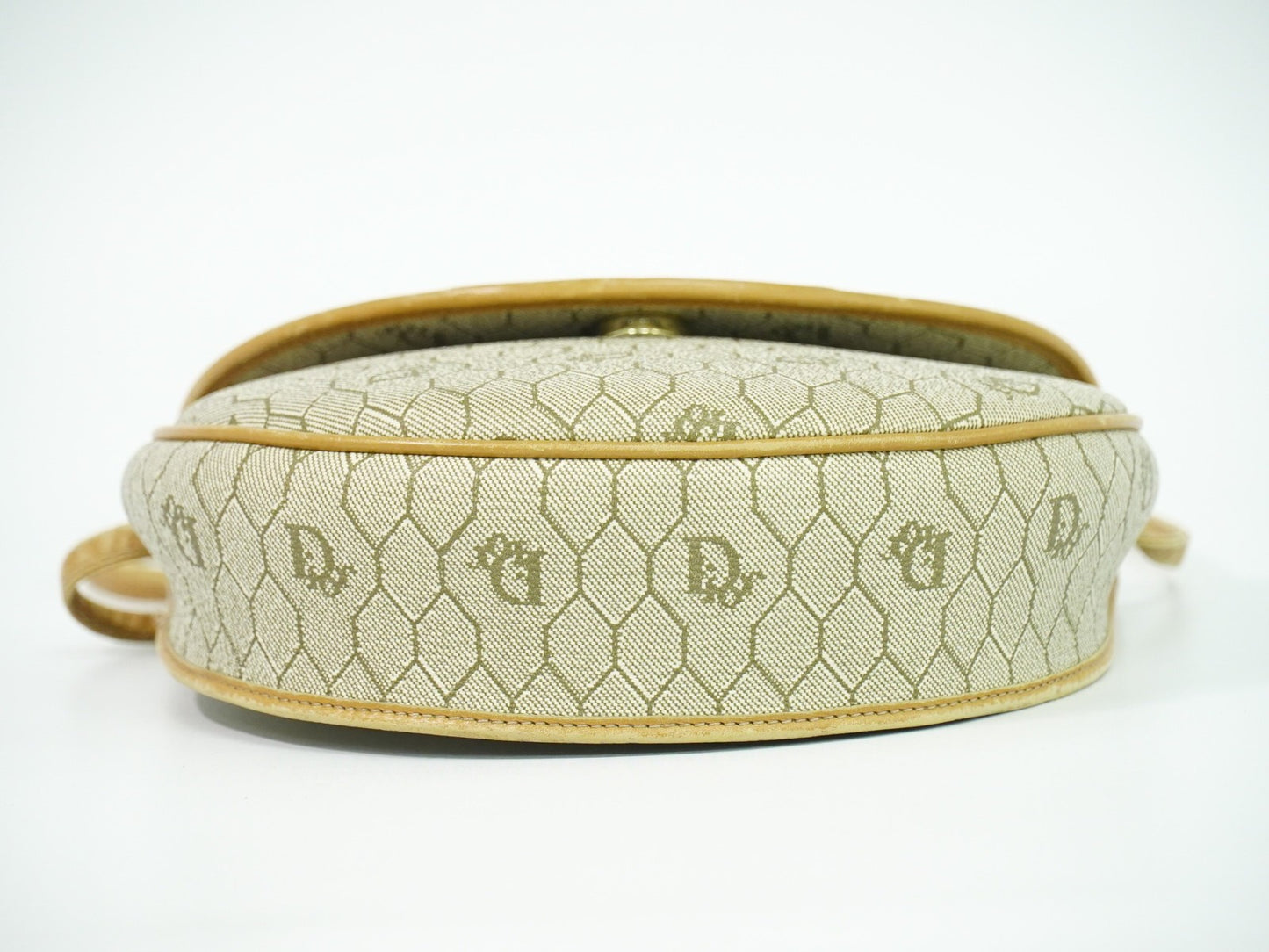 Christian Dior Vintage Honeycomb Shoulder Bag Canvas, BEIGE, CANVAS, Shoulder bag