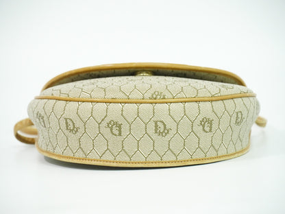 Christian Dior Vintage Honeycomb Shoulder Bag Canvas, BEIGE, CANVAS, Shoulder bag