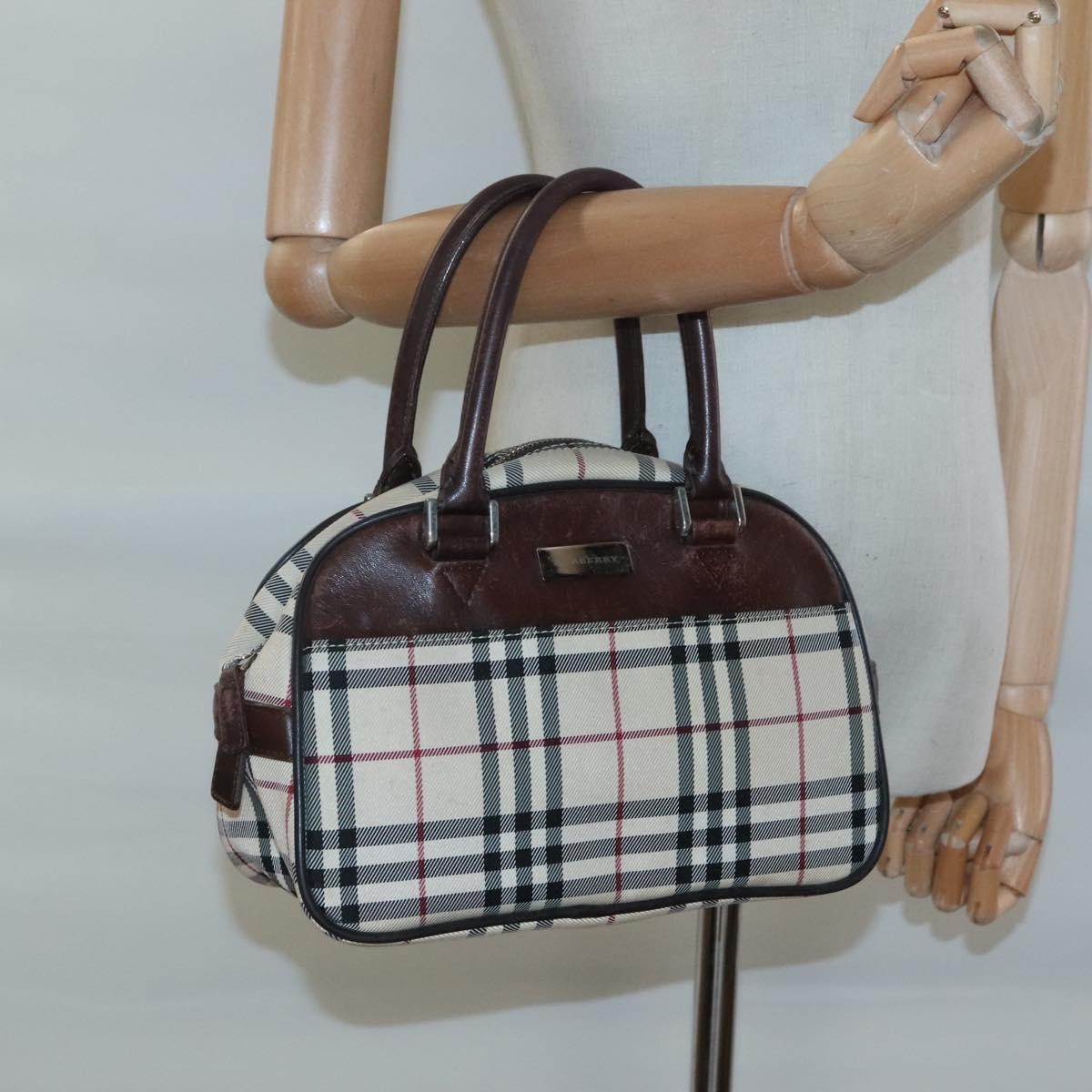 Burberry Nova Check Bowling Bag Canvas, BEIGE, CANVAS, Handbag