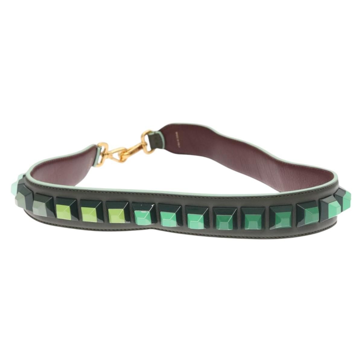 Fendi Strap You Shoulder Strap Leather, GREEN, LEATHER, Straps