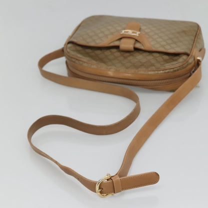 Celine Vintage Macadam Shoulder Bag Canvas and Leather, Beige, Canvas, Shoulder Bag