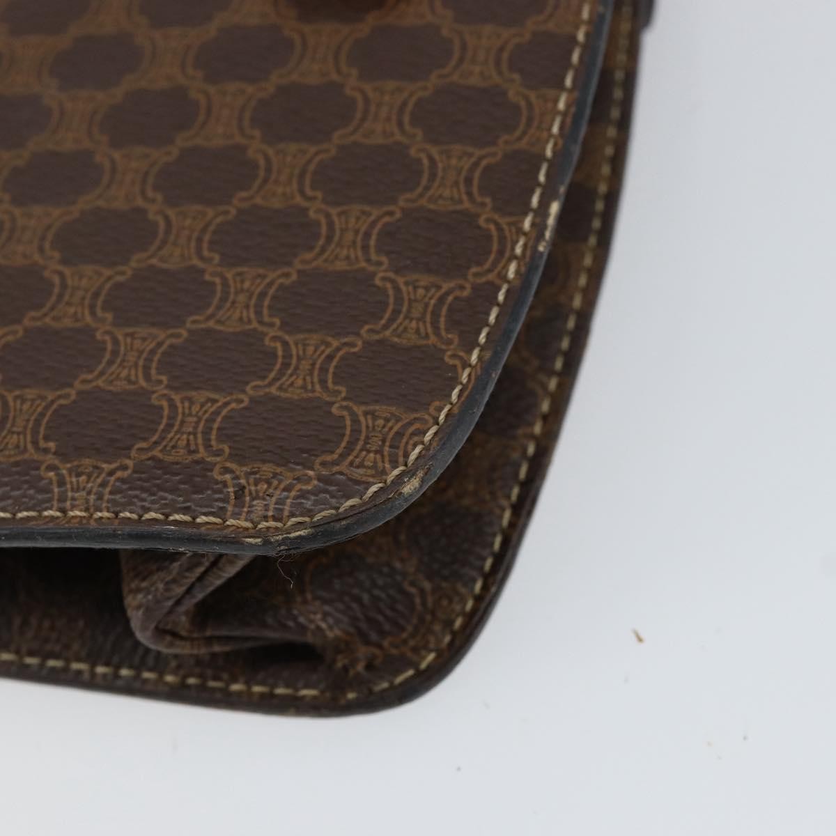 Celine Vintage Macadam Handbag Canvas and Leather, BROWN, CANVAS, Handbag