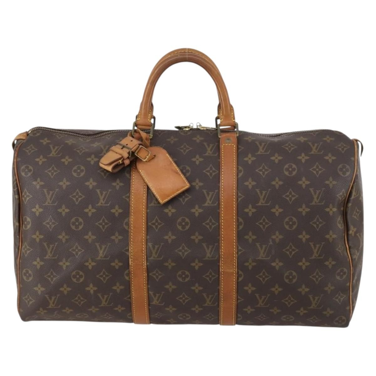 Louis Vuitton Keepall Bag Monogram Canvas, BROWN, CANVAS, Travel bag