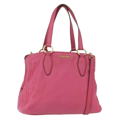 Miu Miu Phenix Convertible Tote Leather, PINK, LEATHER, Tote bag