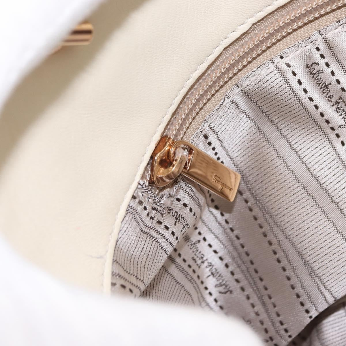 Salvatore Ferragamo Betulla Chain Tote Leather, WHITE, LEATHER, Handbag