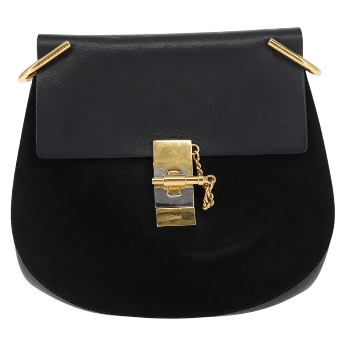 Chloe Drew Shoulder Bag Leather, BLACK, LEATHER, Shoulder bag