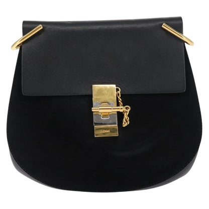 Chloe Drew Shoulder Bag Leather, BLACK, LEATHER, Shoulder bag