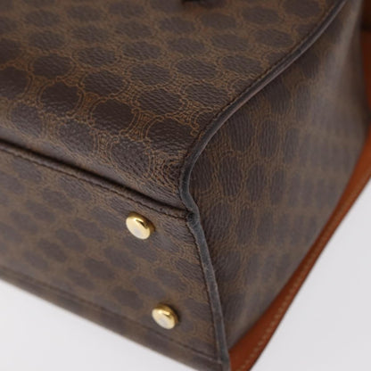 Celine Vintage Macadam Handbag Canvas and Leather, BROWN, CANVAS, Handbag