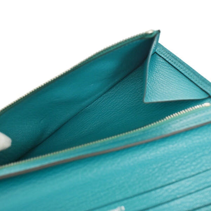 Hermes Bearn Wallet Chevre Mysore, BLUE, LEATHER, Wallets