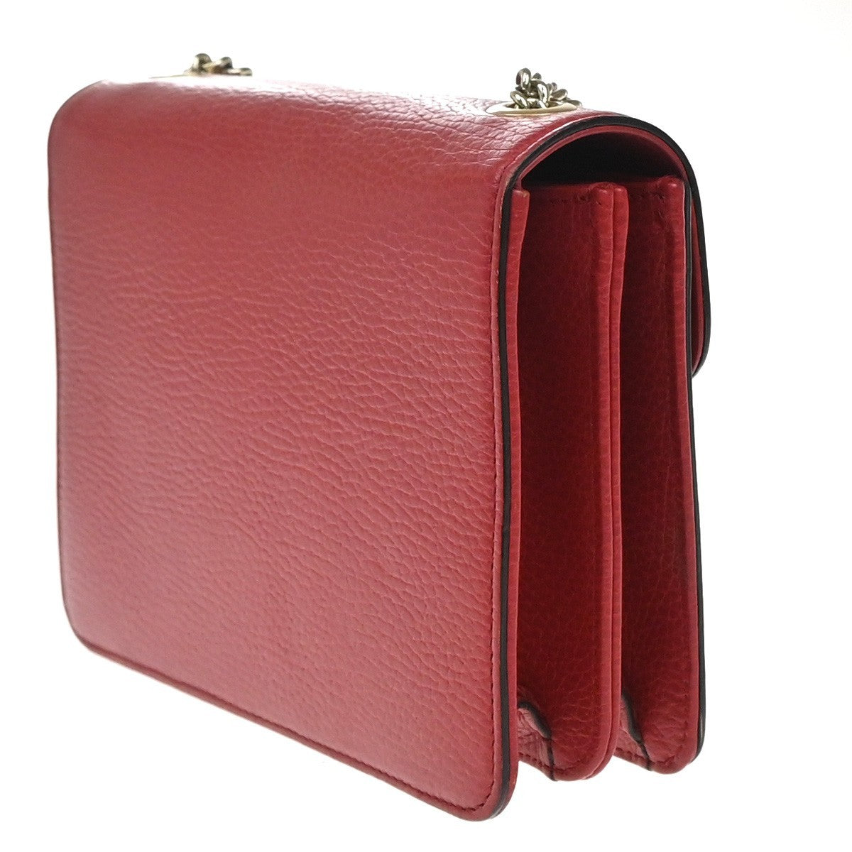 Gucci Interlocking Shoulder Bag Leather, RED, LEATHER, Shoulder bag