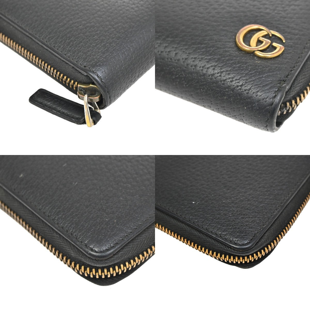 Gucci GG Marmont Zip Around Wallet Leather, BLACK, LEATHER, Wallets