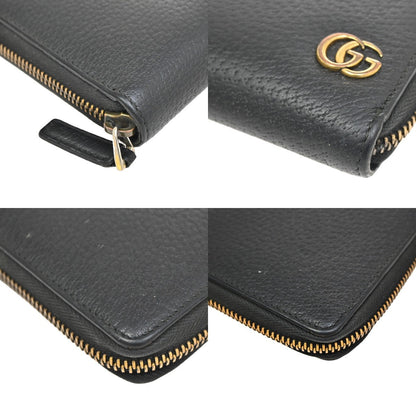 Gucci GG Marmont Zip Around Wallet Leather, BLACK, LEATHER, Wallets