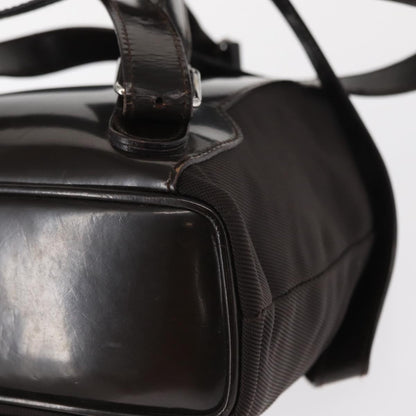 Gucci Vintage Bamboo Backpack Nylon and Patent Leather, BLACK, NYLON, Backpack