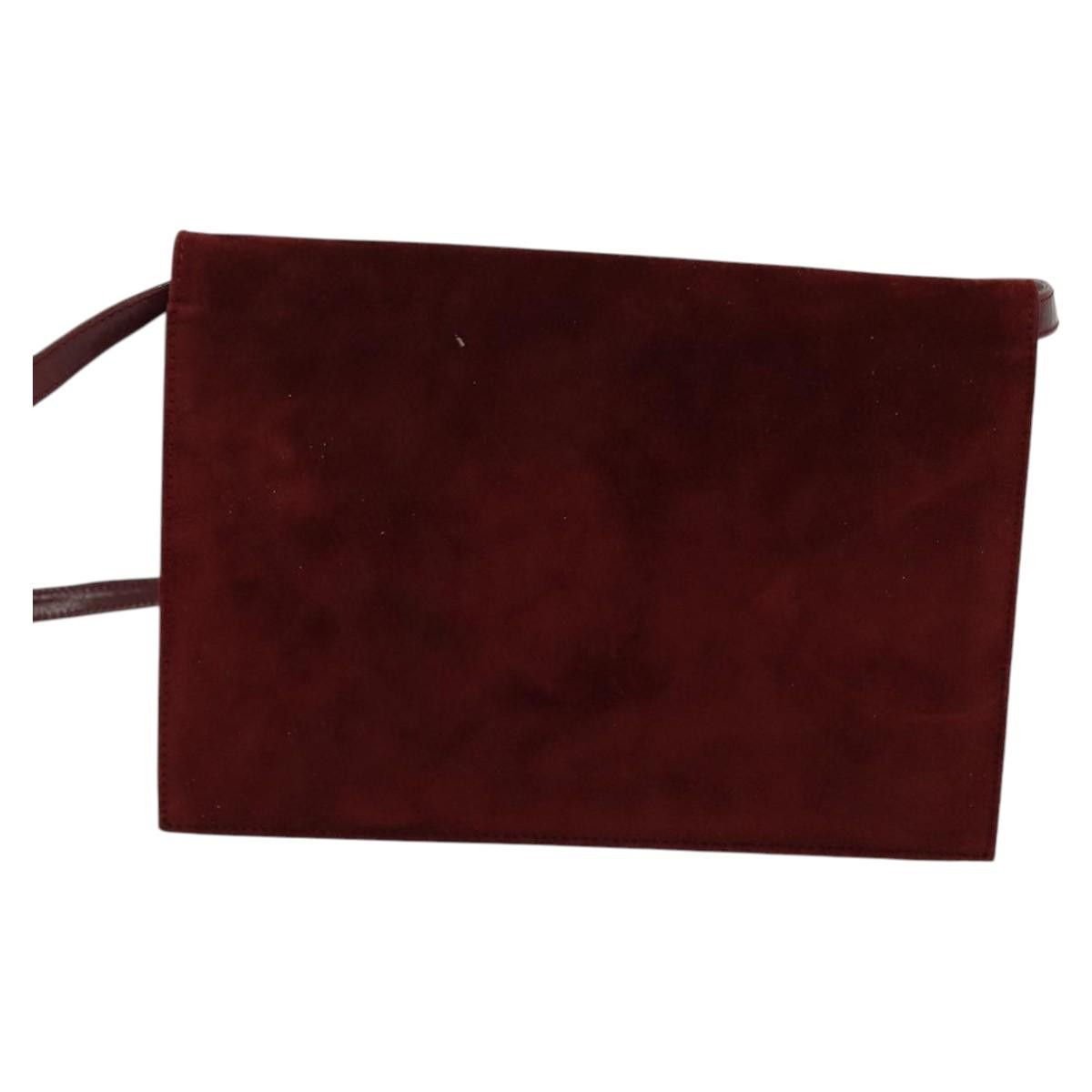 Salvatore Ferragamo Flap Shoulder Bag Suede, BURGUNDY, SUEDE, Shoulder bag