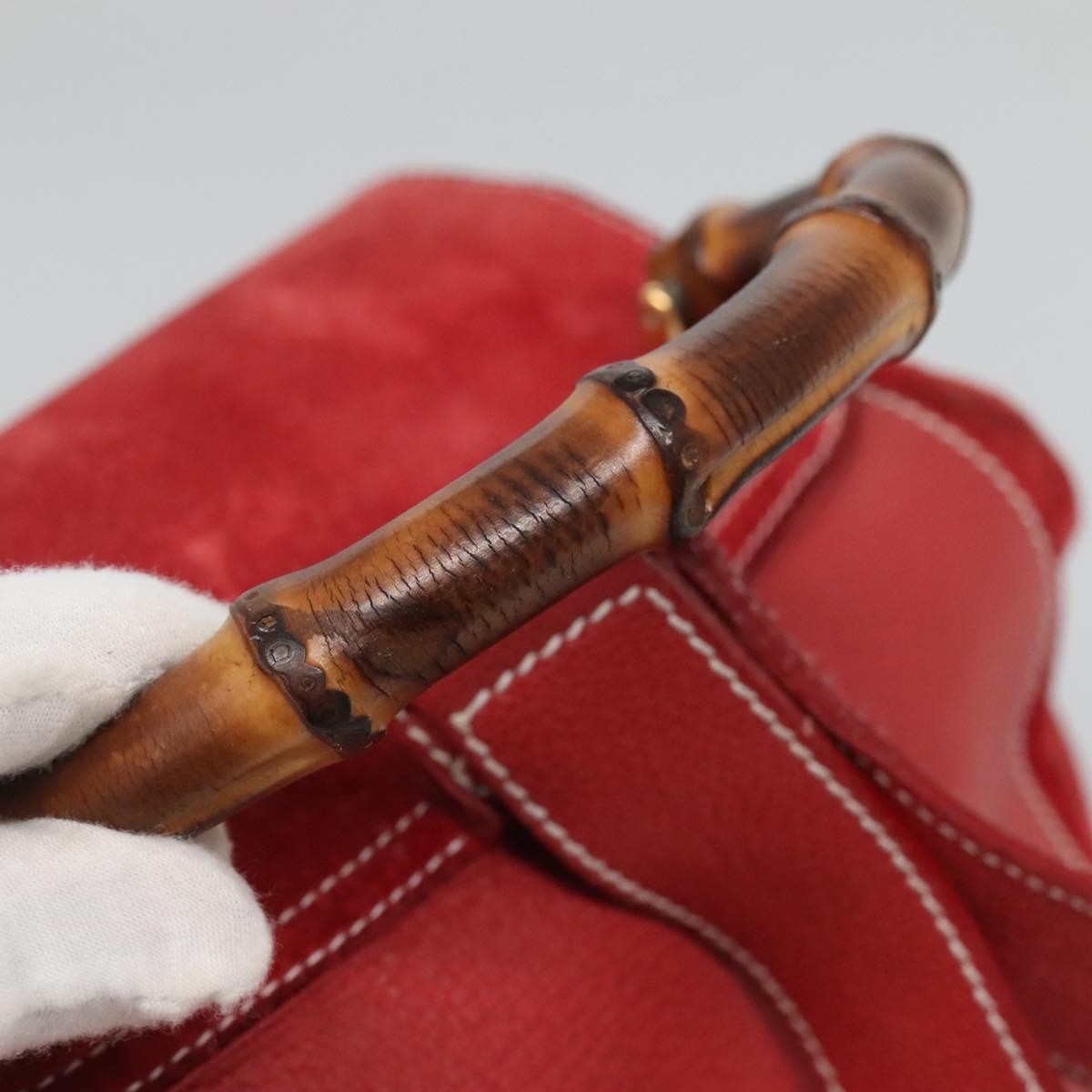 Gucci Bamboo Tassel Backpack Suede, RED, SUEDE, Backpack