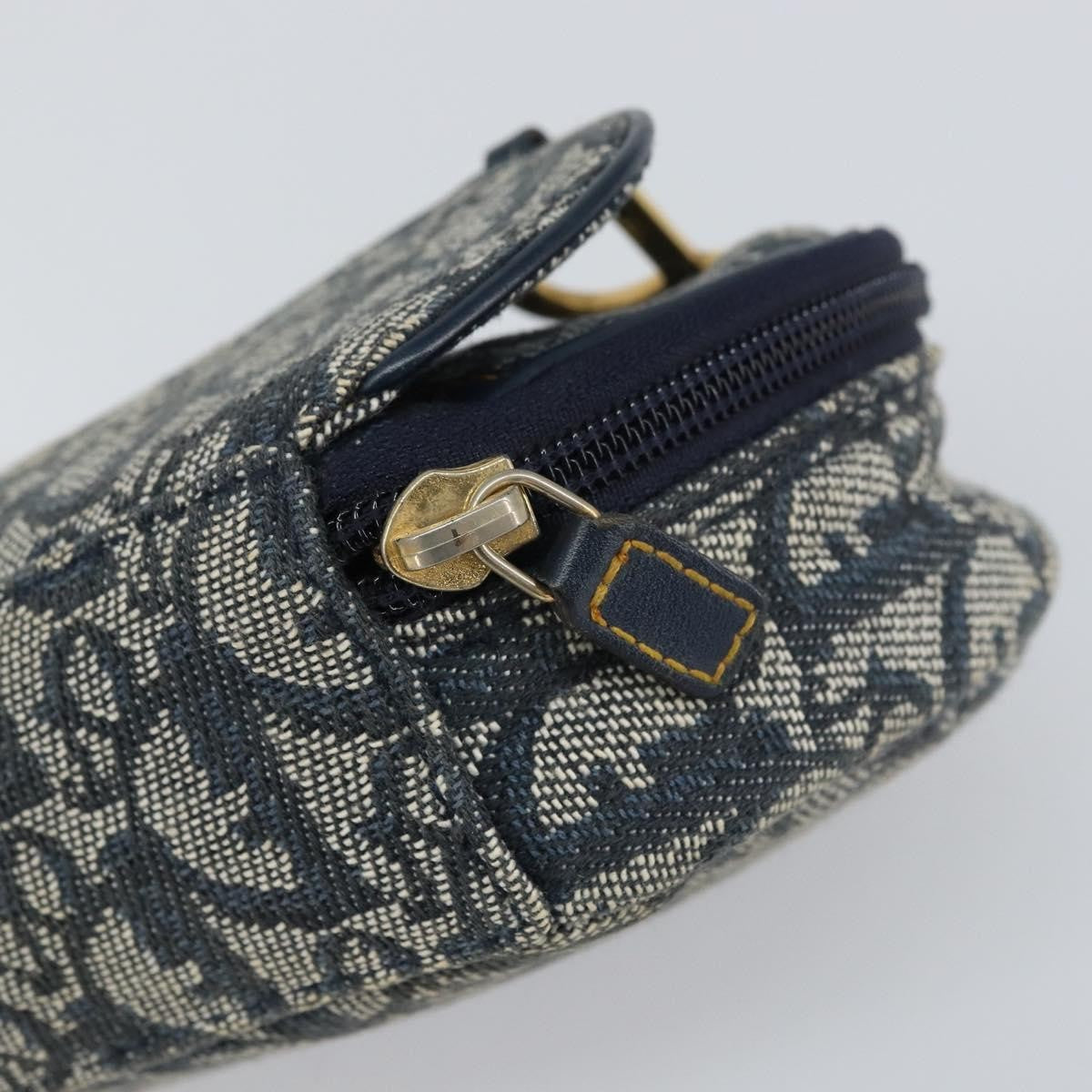 Christian Dior Vintage Saddle Coin Purse Diorissimo Canvas, NAVY, CANVAS, Clutche & pouche