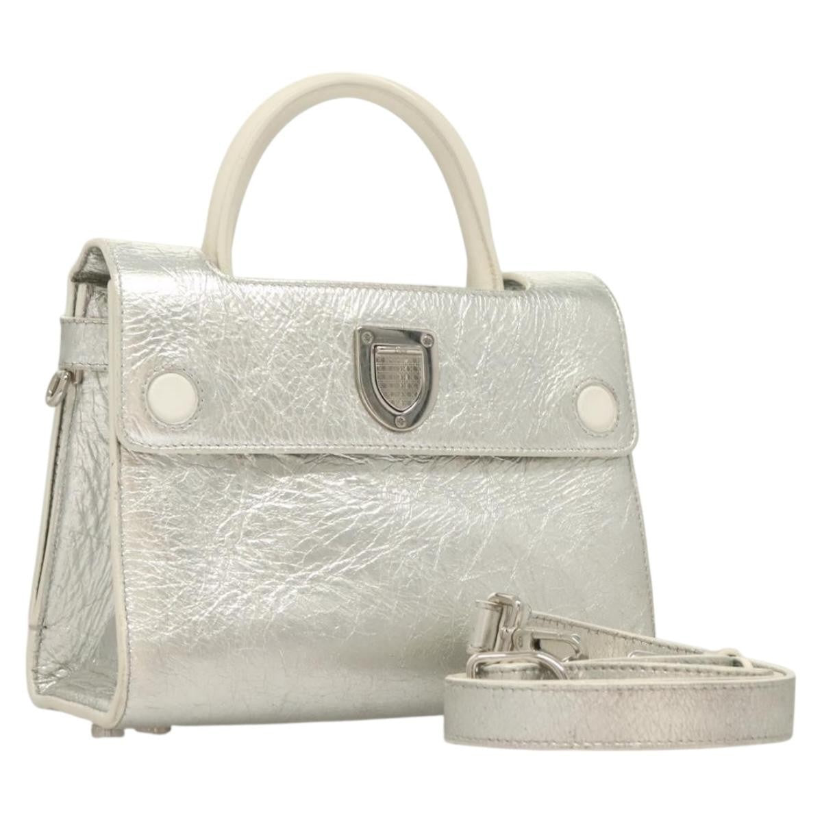 Christian Dior Diorever Bag Leather, SILVER, LEATHER, Bag