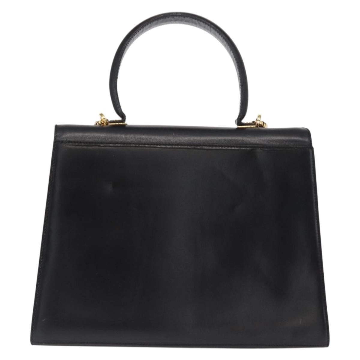 Salvatore Ferragamo Convertible Top Handle Bag Leather, BLACK, LEATHER, Handbag
