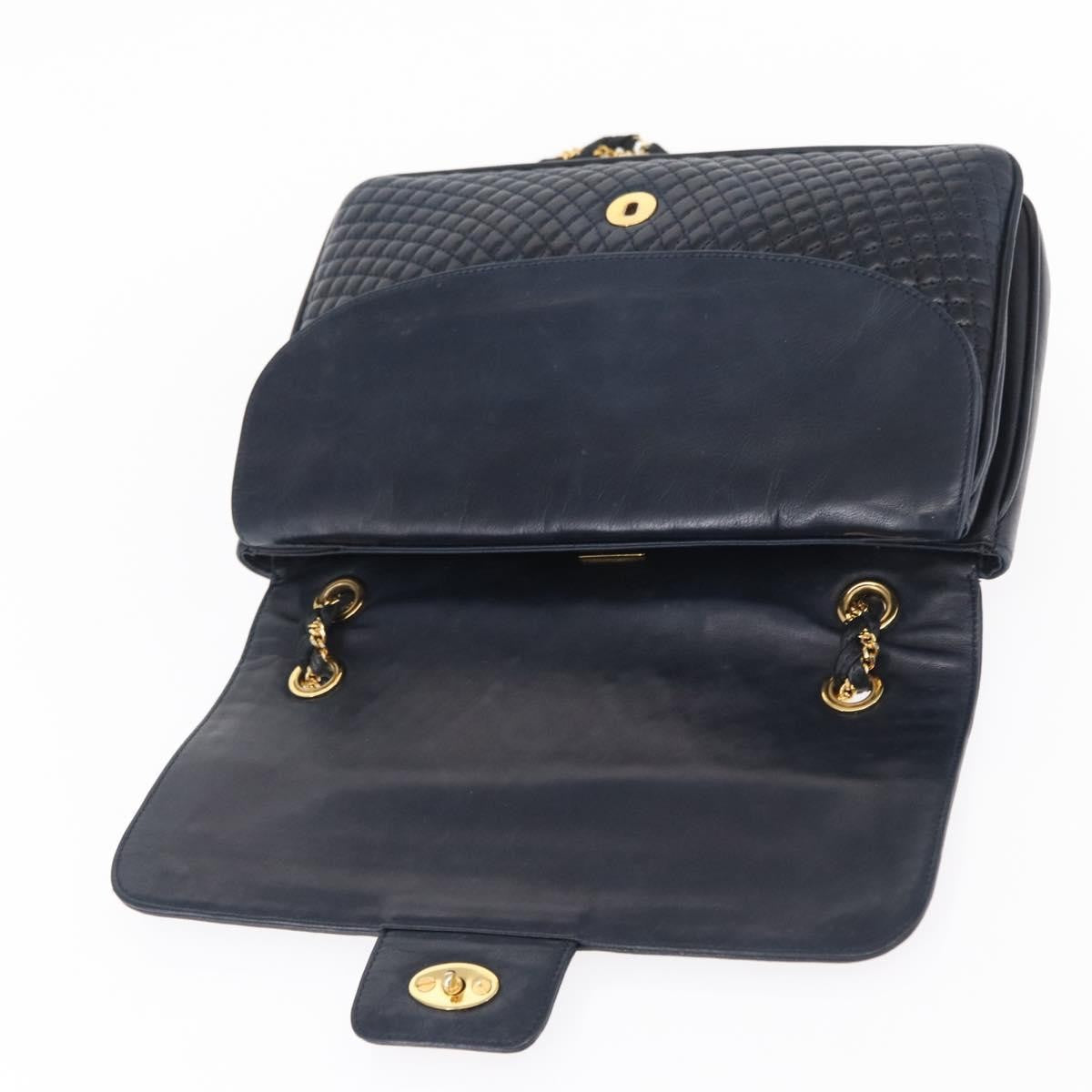 Bally Vintage Shoulder Bag Leather, NAVY, LEATHER, Shoulder bag