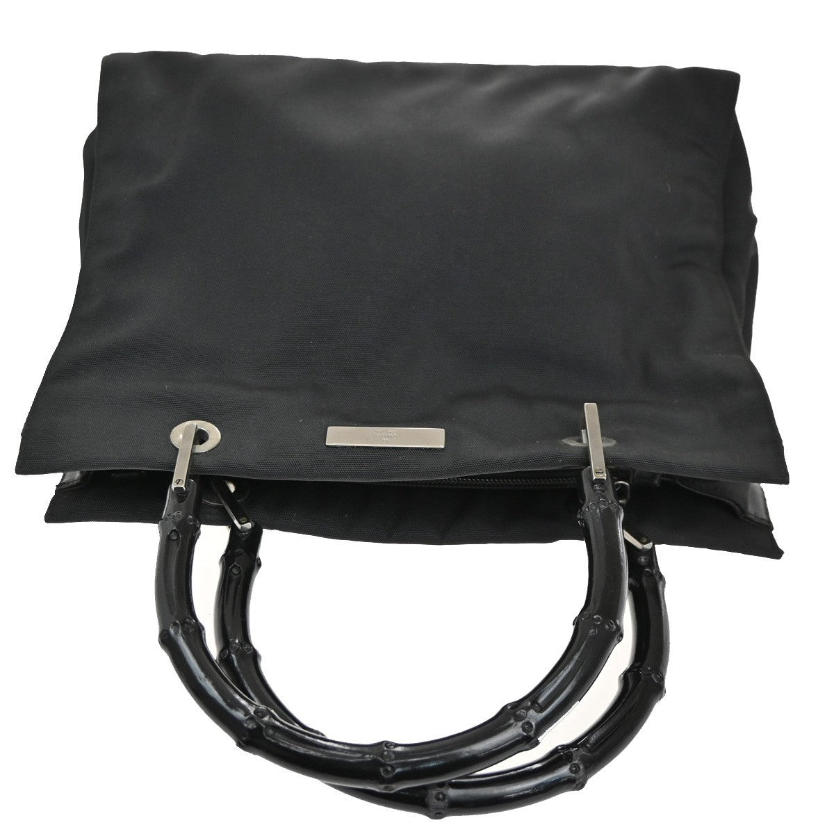 Gucci Vintage Bamboo Handle Tote Nylon, BLACK, NYLON, Tote bag