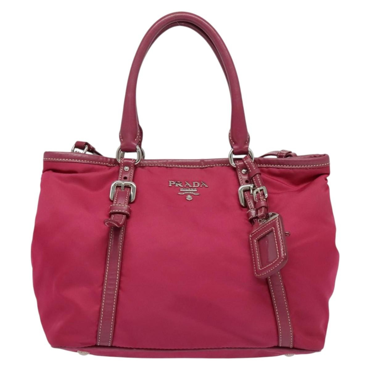 Prada Convertible Belted Hobo Tessuto with Leather, PINK, NYLON, Tote bag