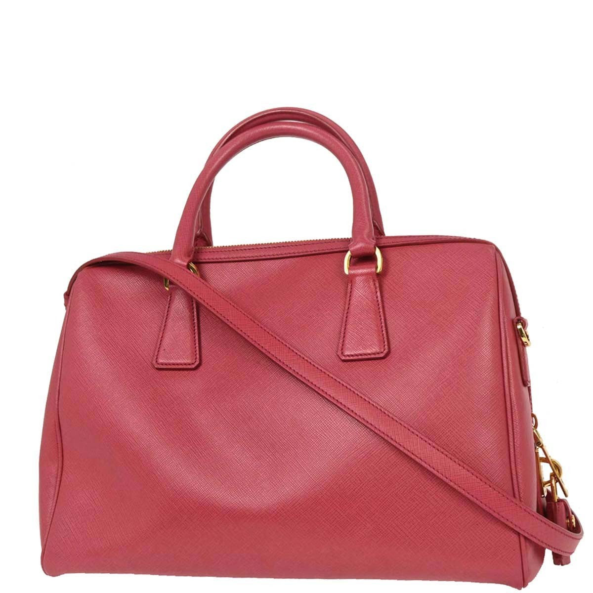 Prada Convertible Bowler Bag Saffiano Leather, PINK, LEATHER, Handbag