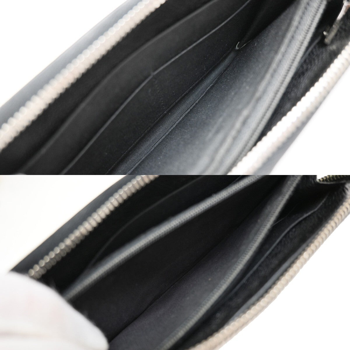 Chanel CC Logo Zipper Long Bifold Leather, BLACK, CALFSKIN, Wallets