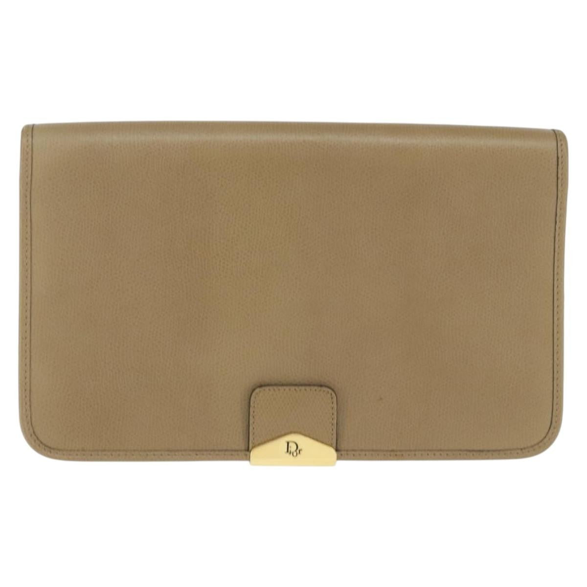 Christian Dior Vintage Chain Flap Shoulder Bag Leather, BEIGE, LEATHER, Shoulder bag