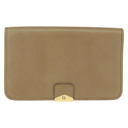 Christian Dior Vintage Chain Flap Shoulder Bag Leather, BEIGE, LEATHER, Shoulder bag