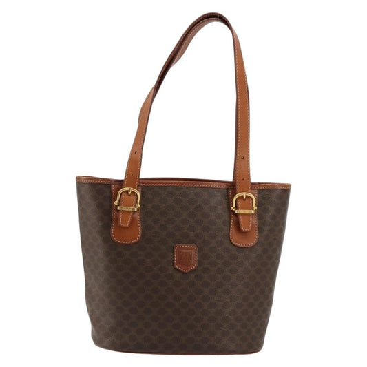 Celine Vintage Macadam Tote bag Canvas and Leather, Brown, Canvas, Tote Bag
