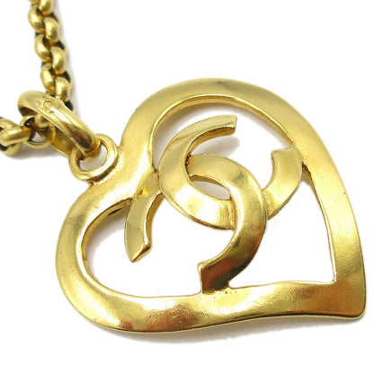 Chanel CC Heart Pendant Necklace Metal, GOLD, GOLD_PLATED, Necklace