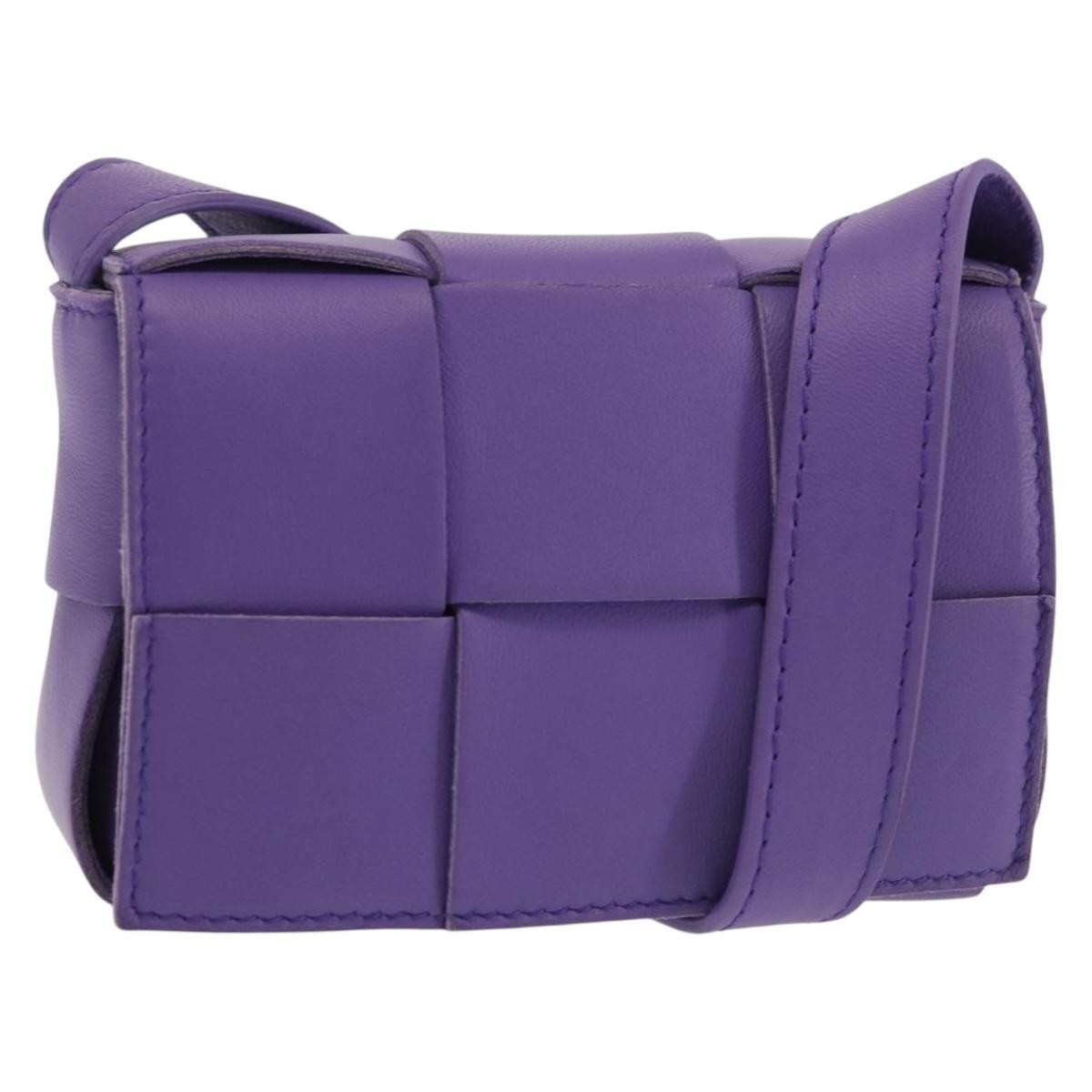 Bottega Veneta Cassette Crossbody Bag Padded Maxi Intrecciato Leather, PURPLE, LEATHER, Crossbody bag