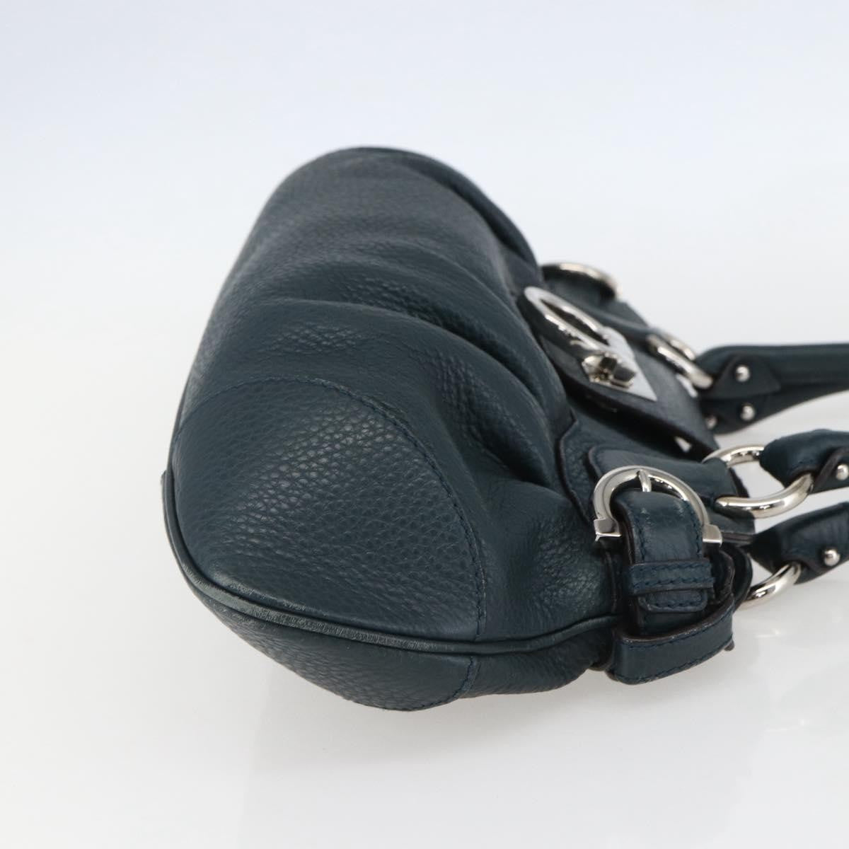 Salvatore Ferragamo Gancini handbag Leather, GREEN, LEATHER, Handbag