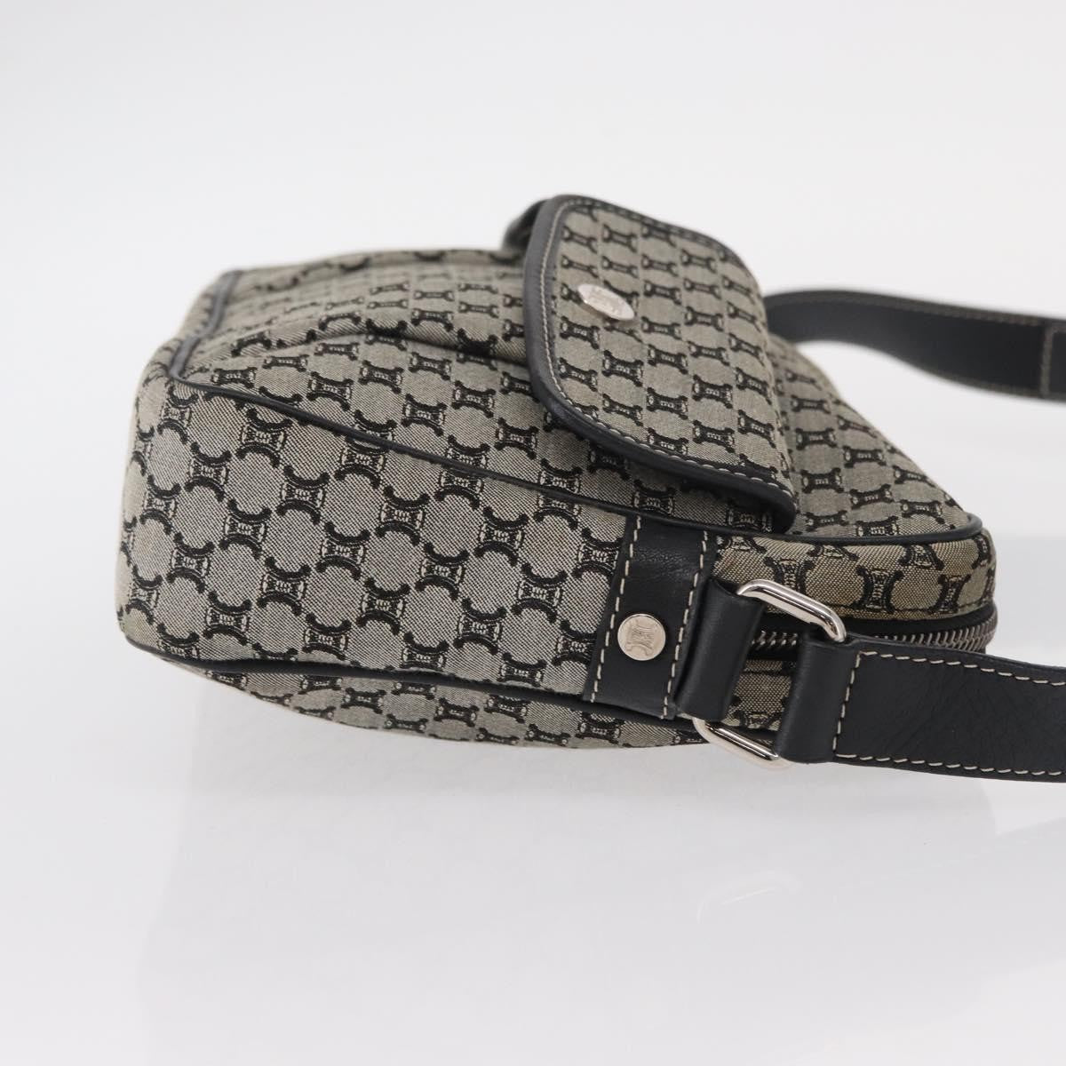 Celine Vintage Macadam Shoulder Bag Canvas and Leather, GRAY, CANVAS, Shoulder bag