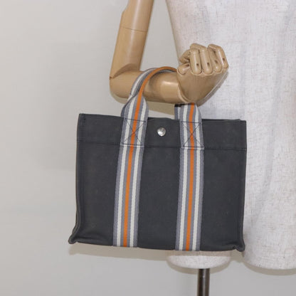 Hermes Fourre Tout Tote Canvas, GRAY, CANVAS, Tote bag