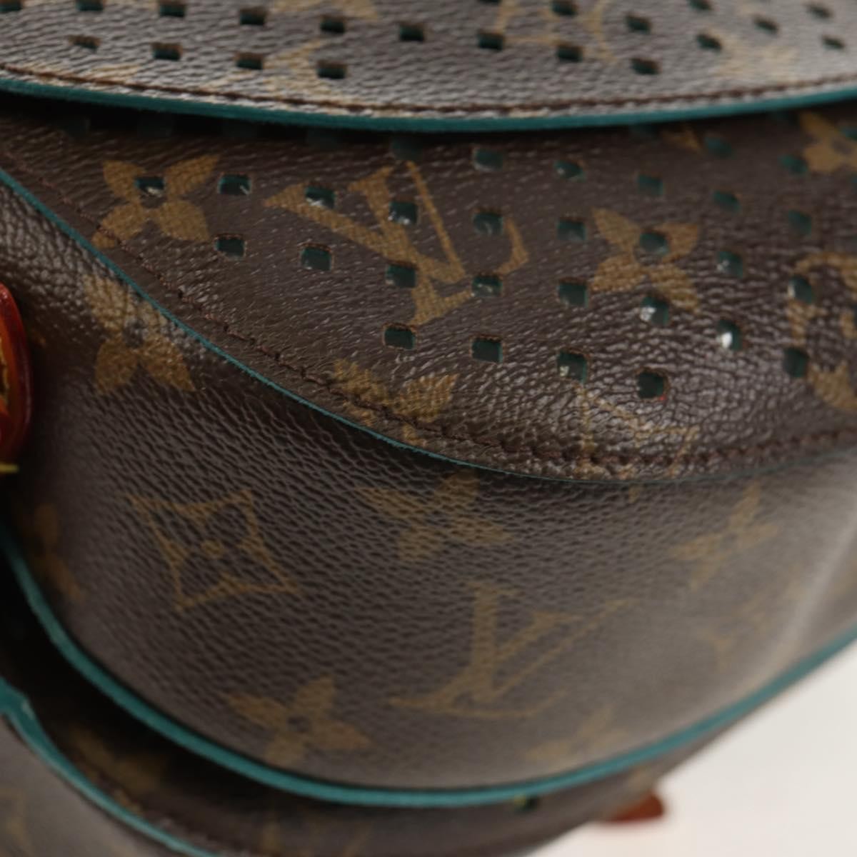 Louis Vuitton Flore Saumur Handbag Perforated Monogram Canvas, BROWN, CANVAS, Shoulder bag